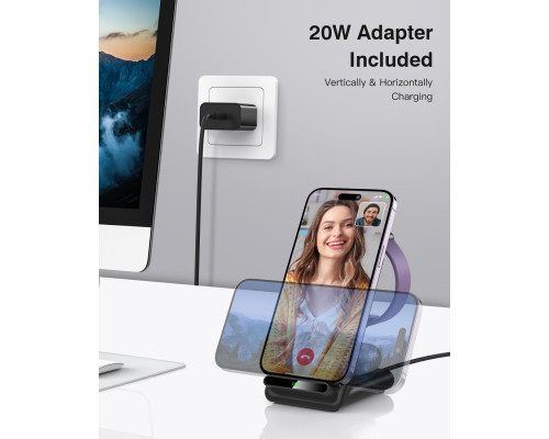 Бездротова зарядна станція QKXC X3Pro 20 Вт, чорний (my-19010)
