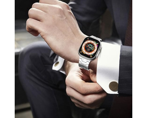 Браслет із нержавіючої сталі NewWays Grade 2 сумісний з Apple Watch Ultra 2 49 мм, Series 10 46 мм, Series 9, Series 8 (my-13090)