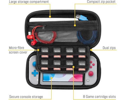 Чохол для Nintendo Switch Lite Orzly з місцем для зберігання ігор та аксесуарів, рожевий (my-16015)