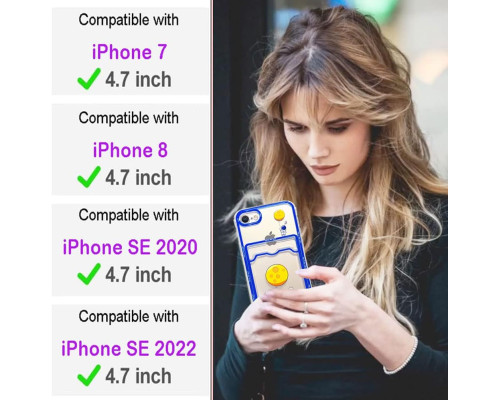 Чохол Efitoo для iPhone 7/8/SE 2020/SE 2022, прозорий, з тримачем для карток, гаманцем, астронавтом, зірками, місяцем (my-13174)