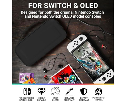 Чохол Orzly Carry Case дорожній чохол з кишенями для аксесуарів та ігор, сумісний з Nintendo Switch та новою консоллю Switch OLED (my-16018)