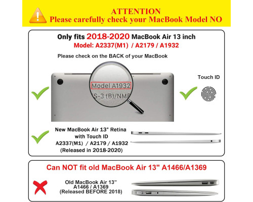 Чохол з захисною плівкою для клавіатури TECOOL ‎TCMA2 для MacBook Air M1/MacBook Air 13 (my-16067)