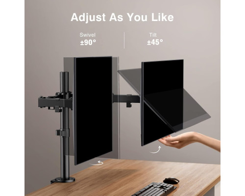 Настільне кріплення ErGear Dual Monitor Stand EGCM1 для монітора, для 2 екранів розміром до 32 дюймів, чорний (my-13127)