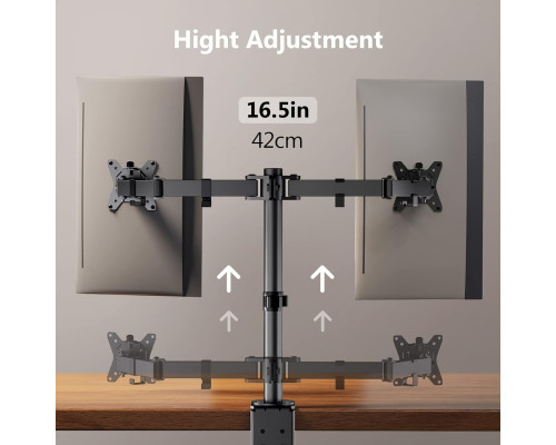Настільне кріплення ErGear Dual Monitor Stand EGCM1 для монітора, для 2 екранів розміром до 32 дюймів, чорний (my-13127)