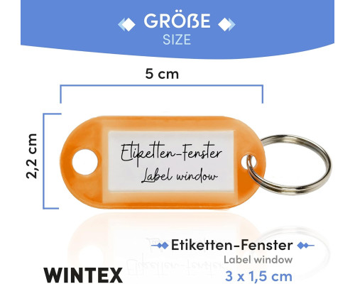 Міцні пластикові брелоки з етикетками WINTEX SC-365 для ключів із бірками - 100 шт. помаранчевий (my-16066)