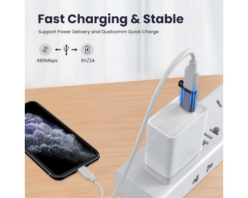 Адаптер Seminer Type-C Female на Micro USB Male підтримує синхронізацію даних, сумісний із Samsung Galaxy S8/S8+ (2 шт.) (my-16074)