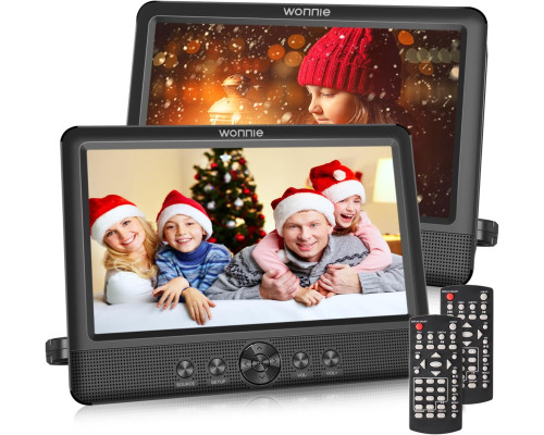 Портативний 10,5-дюймовий DVD-плеєр WONNIE SMJ1011 із двома екранами 1280x800, чорний (my-19020)