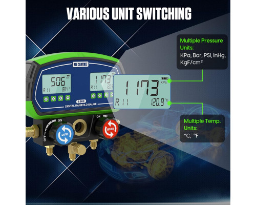 Цифровий манометр MR CARTOOL L302 для кондиціонера, з 3 шлангами (my-19012)