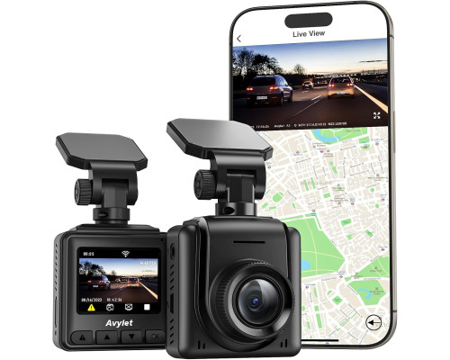 Відеореєстратор Avylet A1, WiFi 2K, зовнішній GPS, 1,5-дюймовий IPS-екран, чорний (my-19016)