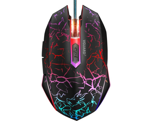 Ігрова миша VGUARD зручна провідна USB-оптична RGB-миша ергономічна для ПК, 7 кольорів світлодіодного підсвічування, чорна (my-16013)