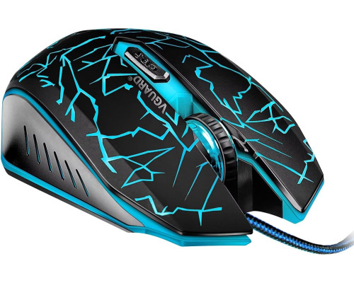 Ігрова миша VGUARD зручна провідна USB-оптична RGB-миша ергономічна для ПК, 7 кольорів світлодіодного підсвічування, чорна (my-16013)