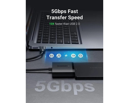 Кабель адаптер UGREEN SATA-USB 3.0 адаптер жорсткого диска SATA I/II/III, чорний (my-16042)