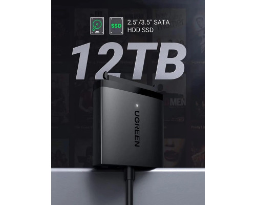 Кабель адаптер UGREEN SATA-USB 3.0 адаптер жорсткого диска SATA I/II/III, чорний (my-16042)