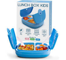 Дитячий Lunch Box Umami KidsBlue зі столовими приладами, 3 відділення, ідеальний розмір порцій для дітей віком від 4 до 12 років, синій (my-13109)