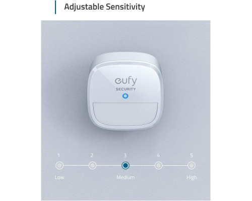 Датчик руху, домашня система охорони сигналізації Eufy Security охоплення 100° регульована чутливість білий (my-8119)