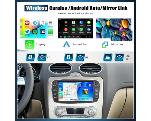 Автомобільна магнітола SIXTOP SH1AM25TOP 2G+64G Android 13 для Ford Focus 7 дюймів (my-19116)