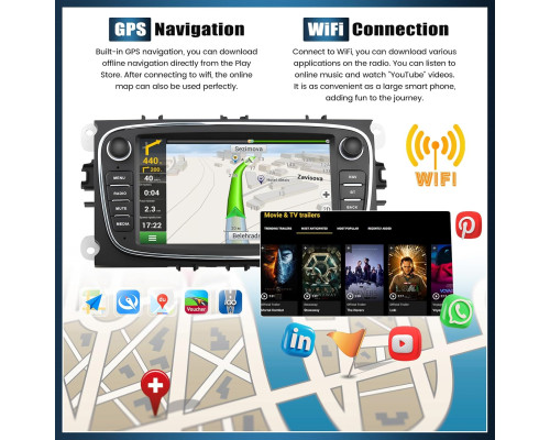 Автомобільна магнітола SIXTOP SH1AM25TOP 2G+64G Android 13 для Ford Focus 7 дюймів (my-19116)