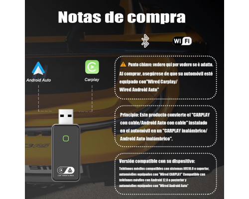 Бездротовий адаптер GreenVacShop Carplay для iOS та Android, Bluetooth FM-передавач (my-19180)