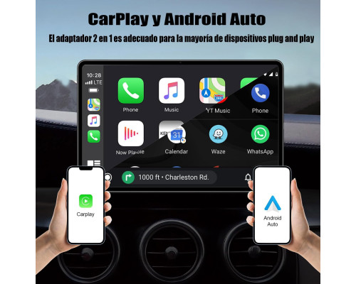 Бездротовий адаптер GreenVacShop Carplay для iOS та Android, Bluetooth FM-передавач (my-19180)