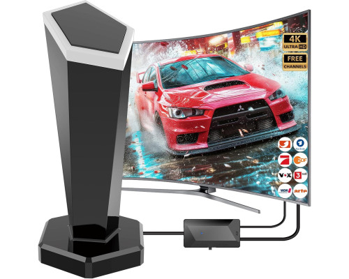 Кімнатна HDTV-антена QGClearSO DE-15806 для телевізорів з магнітною основою, сірий (my-19094)