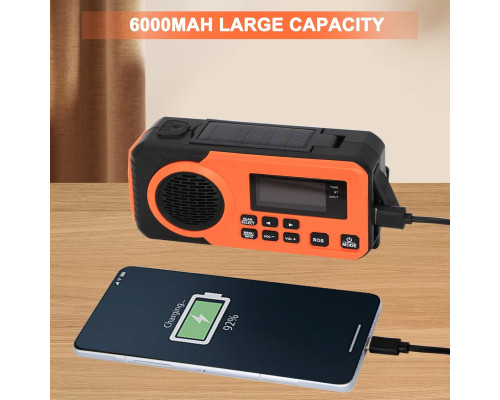Багатофункціональне радіо TISHOW, 6000 мА·год, DAB/FM, з функцією заряджання мобільного телефону, помаранчевий (my-19046)