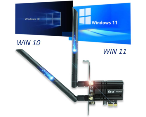Мережа карта Ubit AX210S PCIe WiFi 6E Макс. швидкість 5374 Мбіт/с (my-19099)