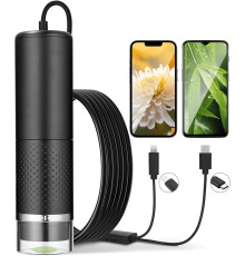 Цифровий USB-мікроскоп SinLaw SJXWJ-001, з 10-кратним збільшенням (200x), iOS, Android, чорний (my-19179)