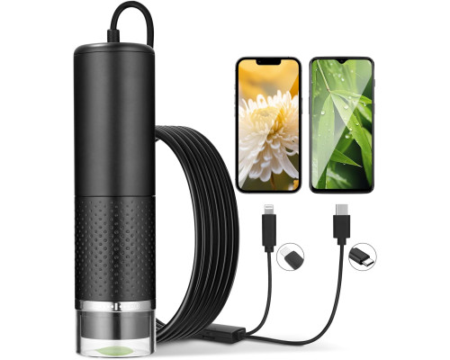 Цифровий USB-мікроскоп SinLaw SJXWJ-001, з 10-кратним збільшенням (200x), iOS, Android, чорний (my-19179)