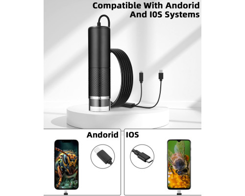 Цифровий USB-мікроскоп SinLaw SJXWJ-001, з 10-кратним збільшенням (200x), iOS, Android, чорний (my-19179)