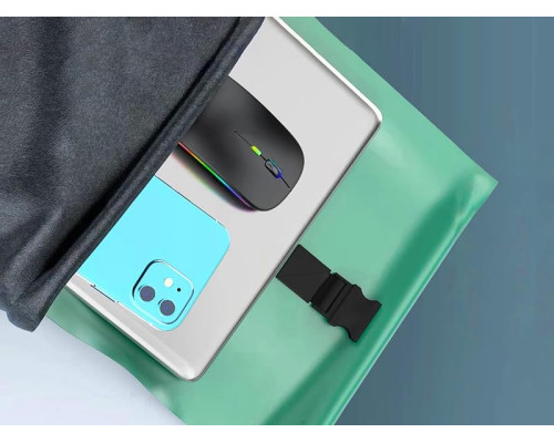Бездротова Bluetooth-миша WREANU, зі світлодіодним підсвічуванням, безшумна, USB-приймач BT5.2 та 2.4G, срібляста (my-20061)