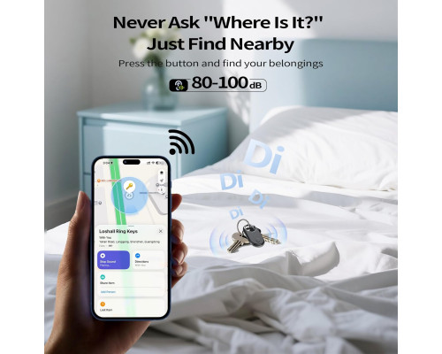 Bluetooth-трекер Hendari та шукач ключів 4шт, сумісний з Apple Find My, чорний (my-20151)