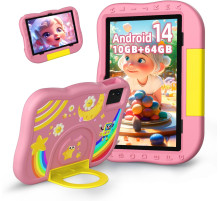 Дитячий планшет Rebecco K70i 10 дюймів Android 14 Octa-Core 6000 мАг акумулятор 10 ГБ ОЗУ 64 ГБ ПЗУ, рожевий (my-20027)