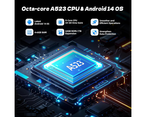Дитячий планшет Rebecco K70i 10 дюймів Android 14 Octa-Core 6000 мАг акумулятор 10 ГБ ОЗУ 64 ГБ ПЗУ, рожевий (my-20027)