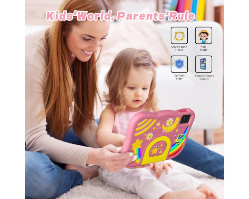 Дитячий планшет Rebecco K70i 10 дюймів Android 14 Octa-Core 6000 мАг акумулятор 10 ГБ ОЗУ 64 ГБ ПЗУ, рожевий (my-20027)