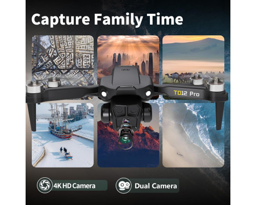 Дрон Toladrone TD12PRO з камерою 4K, безщітковий двигун, 3 режими швидкості, чорний (my-20039)