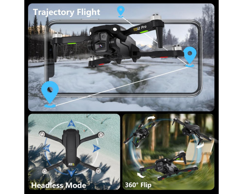 Дрон Toladrone TD12PRO з камерою 4K, безщітковий двигун, 3 режими швидкості, чорний (my-20039)