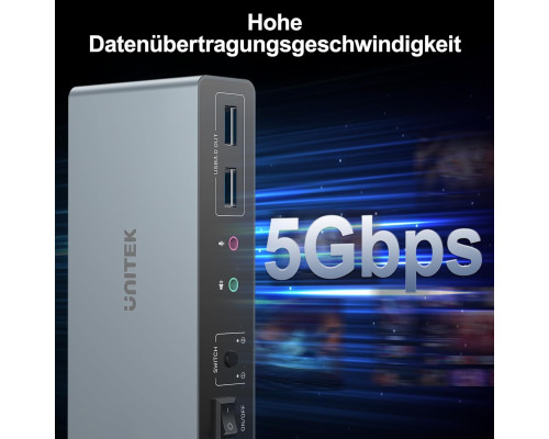 HDMI-KVM-перемикач Unitek SJW-KM202B для 2 моніторів та 2 комп'ютерів, 4K при 144 Гц (my-20140)