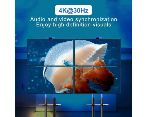 Контролер відеостіни 2x2 Clickfish VW-HDMI204-F з можливістю поєднання 4 телевізорів, чорний (my-20072)