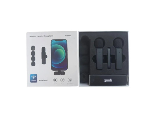 Мікрофон петличний Bluetooth BHD для iPhone з шумозаглушенням, чорний (my-20200)