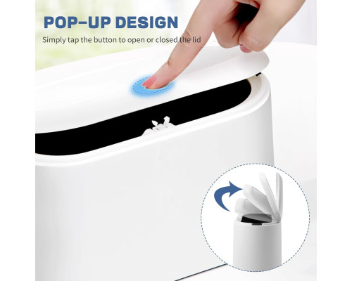 Міні відро для сміття LTWQLing MINI-Trash Can з кришкою, білий (my-20089)