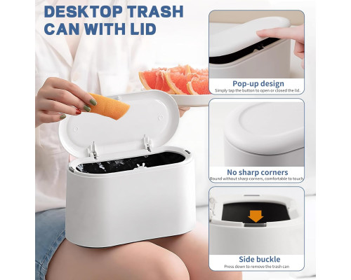 Міні відро для сміття LTWQLing MINI-Trash Can з кришкою, білий (my-20089)