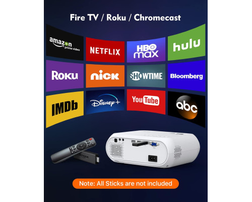 Міні-проектор ELEPHAS BL108 Phone Projector, роздільна здатність 1080P з яскравістю 8500 люкс, білий (my-20034)