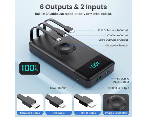 Портативний зарядний пристрій Power Bank QTshine HX100N9 10800 мАг, чорний (my-20207)