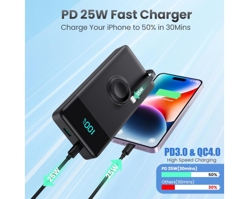 Портативний зарядний пристрій Power Bank QTshine HX100N9 10800 мАг, чорний (my-20207)