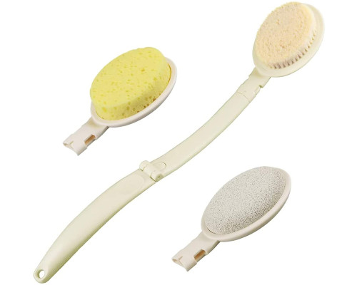 Щітка для душу та ванни MEGHNA MG-Brush-EU для спини, розбірна, 3 в 1, кремовий (my-20023)