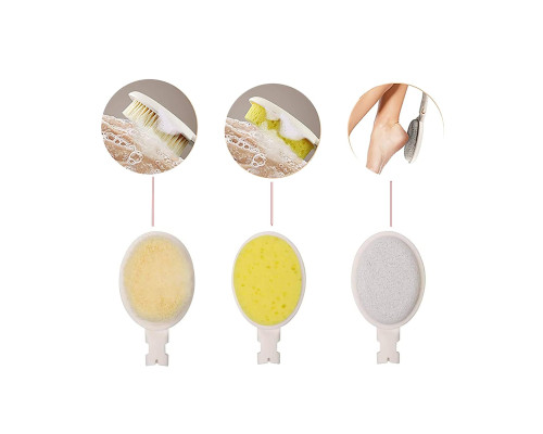 Щітка для душу та ванни MEGHNA MG-Brush-EU для спини, розбірна, 3 в 1, кремовий (my-20023)