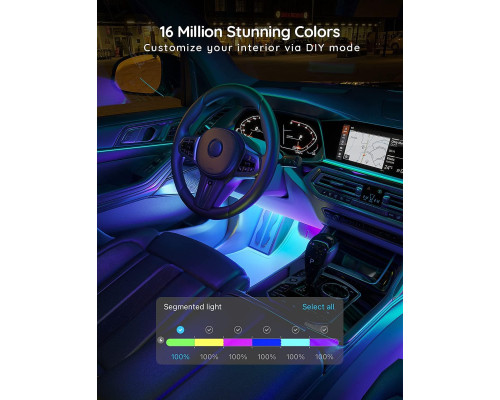 Світлодіодна стрічка Govee H7090 для автомобіля, інтелектуальне RGBIC-підсвічування салону автомобіля, DC 12 В (my-20050)