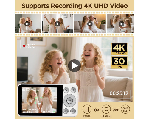 Цифрова камера WEIIBDIE A59 4K UHD, 64-мегапіксельна, білий (my-20129)