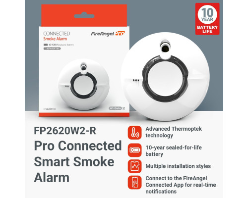Розумний димовий сповіщувач FireAngel FP2620W2-R, білий (my-20121)