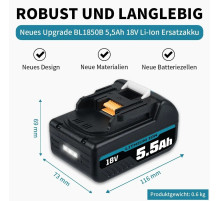 Акумулятор HOMEDAS 5,5 Ah 18V Li-ion для Makita BL1850B з індикатором рівня заряду (my-21143)